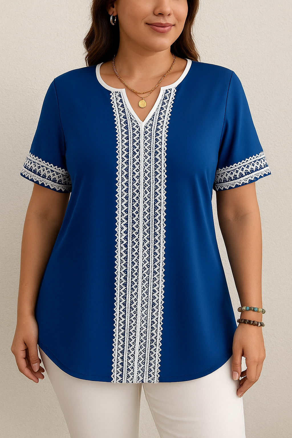 Blusa de Dama Curvy - Royal blue blouse