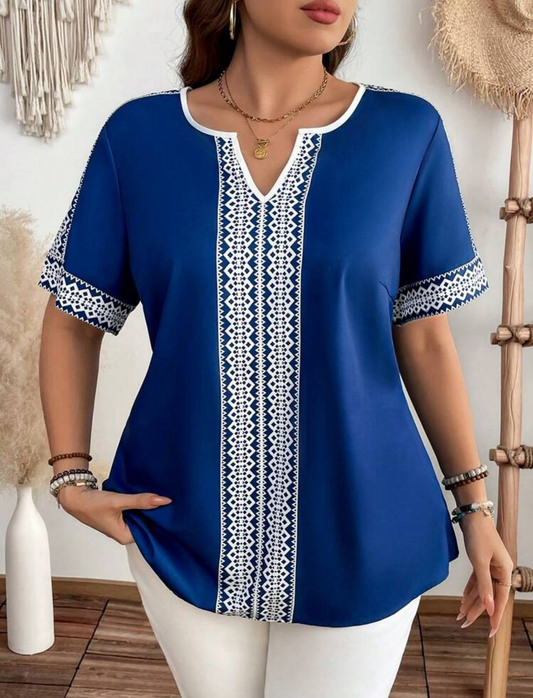 Blusa de Dama Curvy - Royal blue blouse