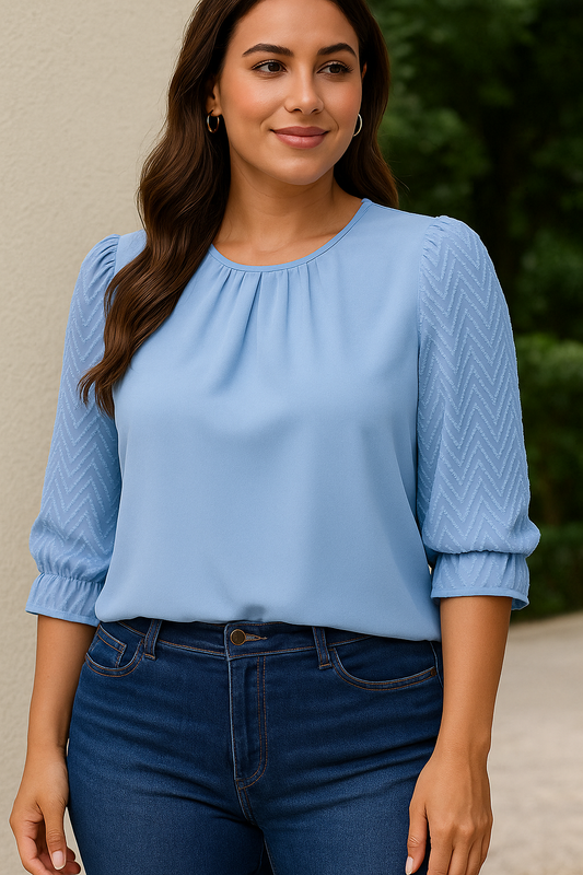 Blusa de Dama Curvy - Serenity blue blouse