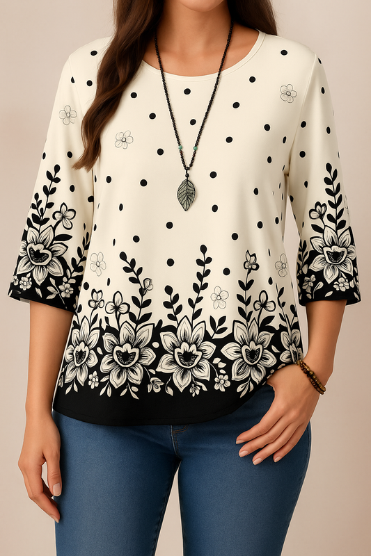 Dama Curvy - Blusa holgada con estampado floral