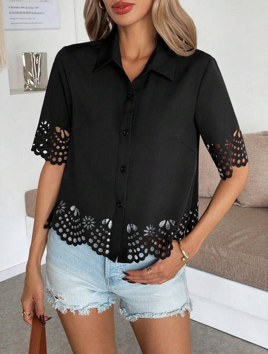 Blusa Casual Negro con detalles